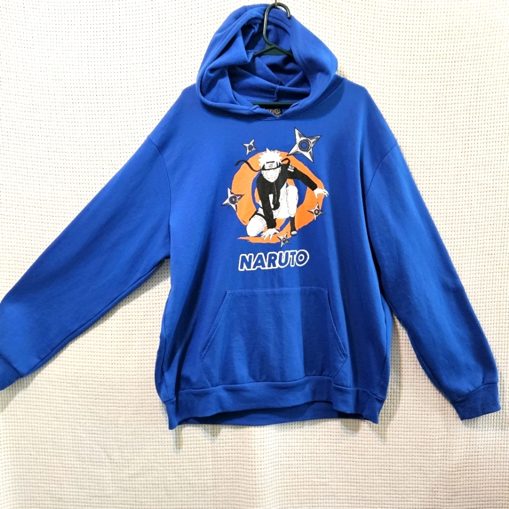 Blue Naruto Graphic Hoodie Sz XL VINTAGE